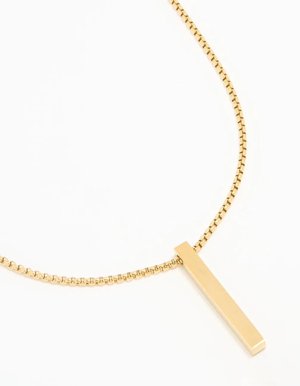 Waterproof Gold Plated Stainless Steel Rectangle Pendant Long Necklace sold by lovisa