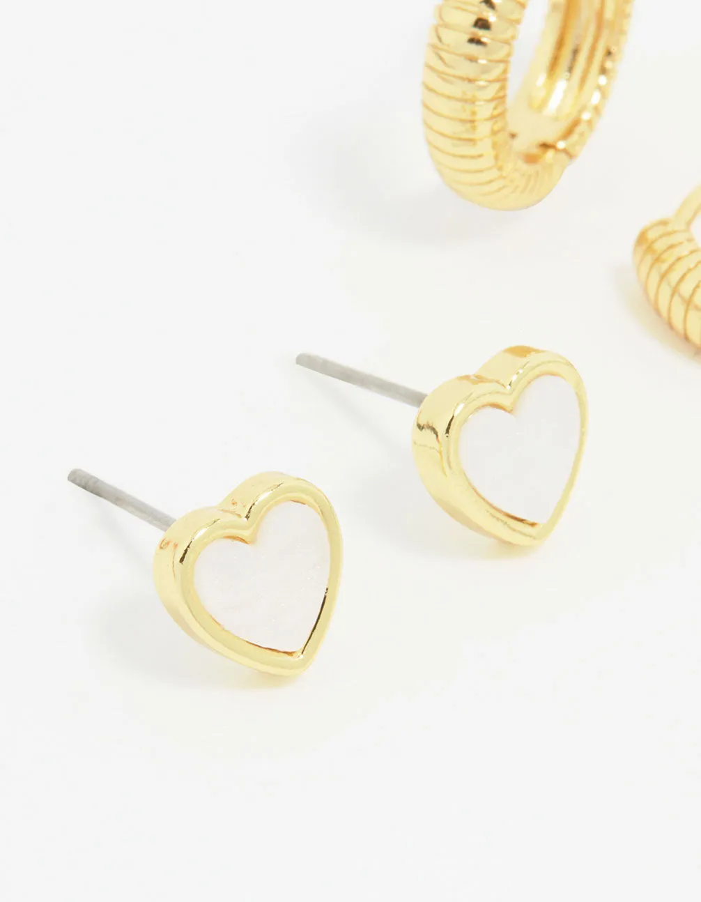Gold Plated Heart & Pearl Earrings 3-Pack sold by lovisa product image thumbnail 4