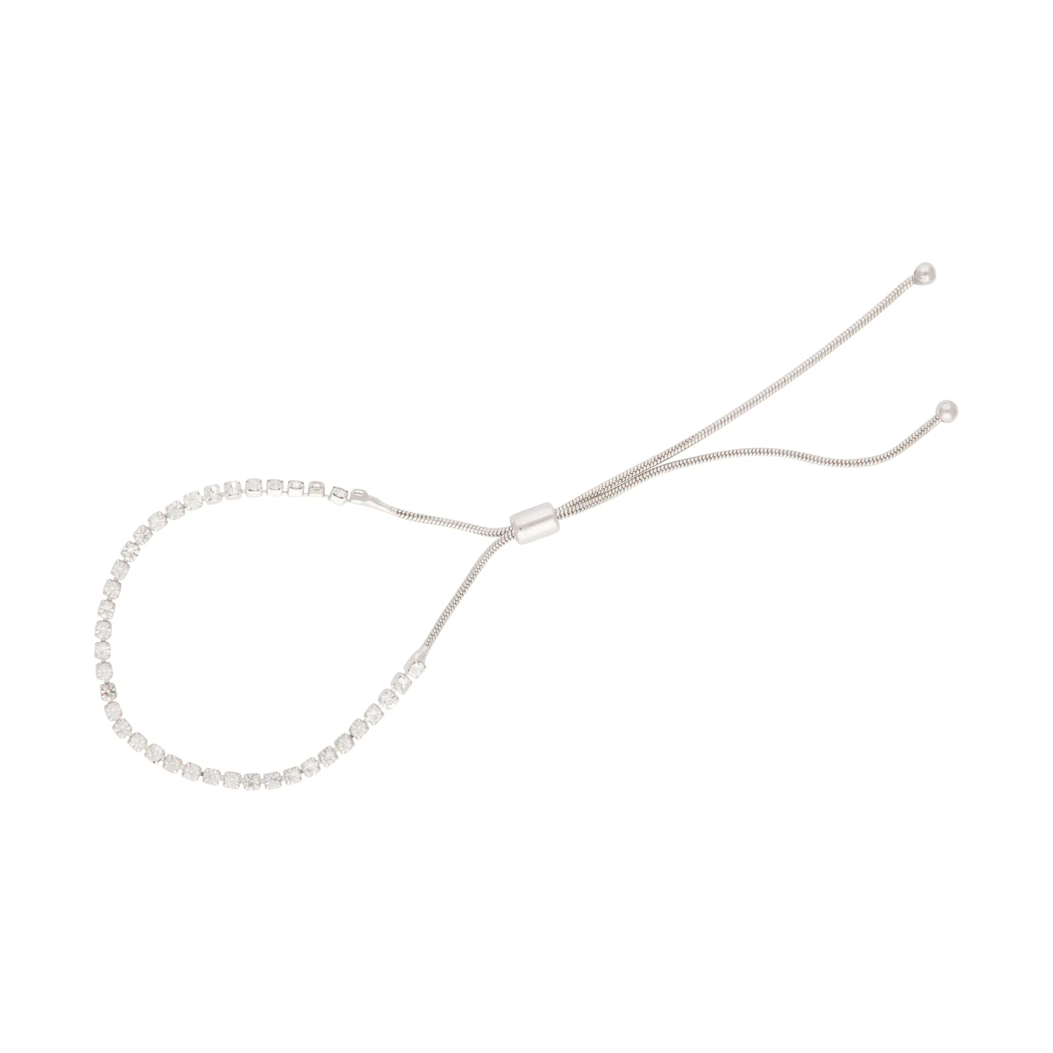 Single Strand Silver Tone Diamante Bracelet with Adjustable Toggle sold by lovisa