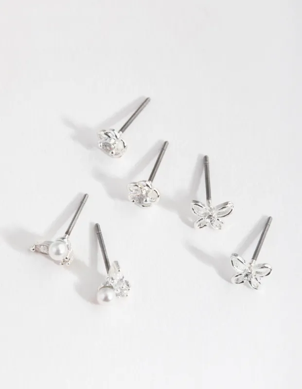 Silver Pretty Flower & Pearl Earrings sold by lovisa