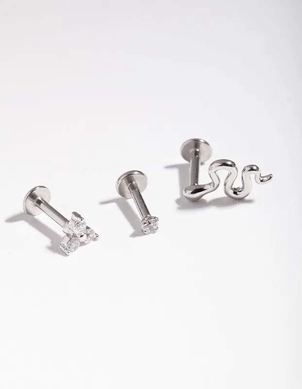 Surgical Steel Diamante & Snake Flat Back Pack sold by lovisa