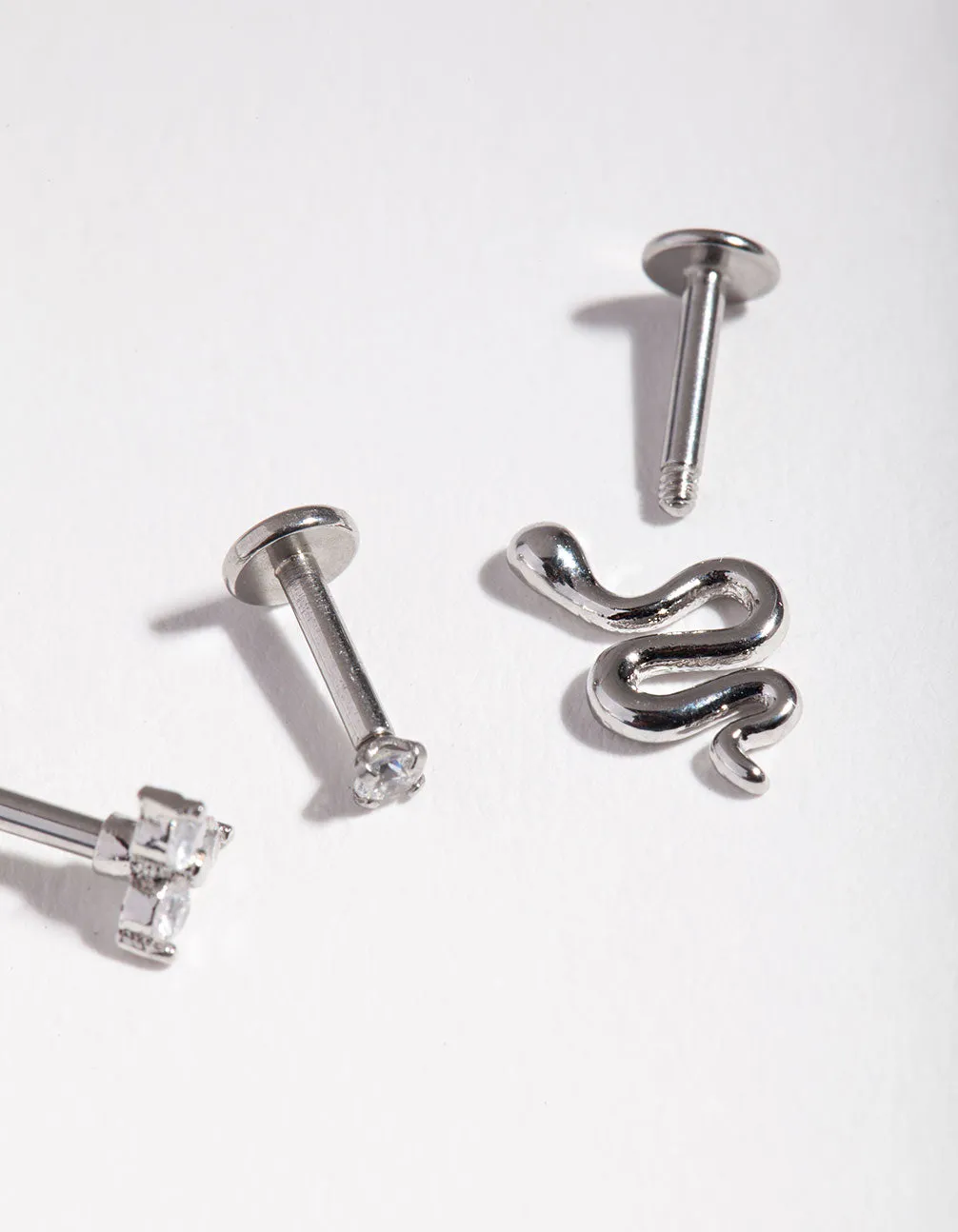 Surgical Steel Diamante & Snake Flat Back Pack sold by lovisa product image thumbnail 3