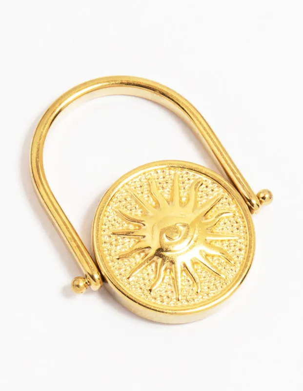 Waterproof Gold Plated Stainless Steel Coin Twist Signet Ring sold by lovisa