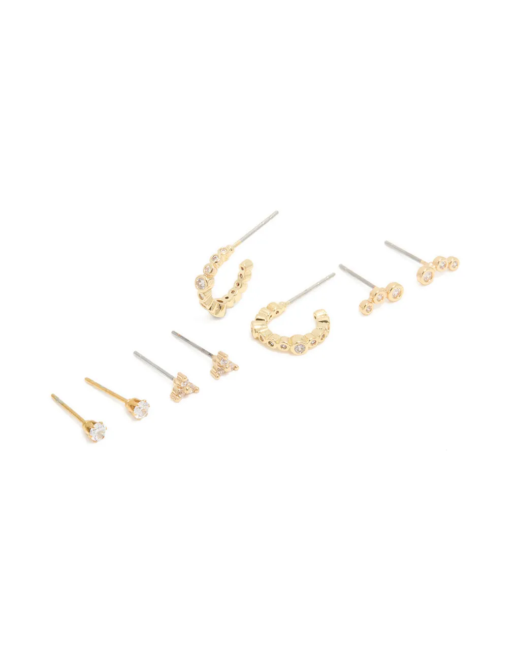 Waterproof Gold Plated Stainless Steel Diamante Stud Earrings 4-Pack sold by lovisa