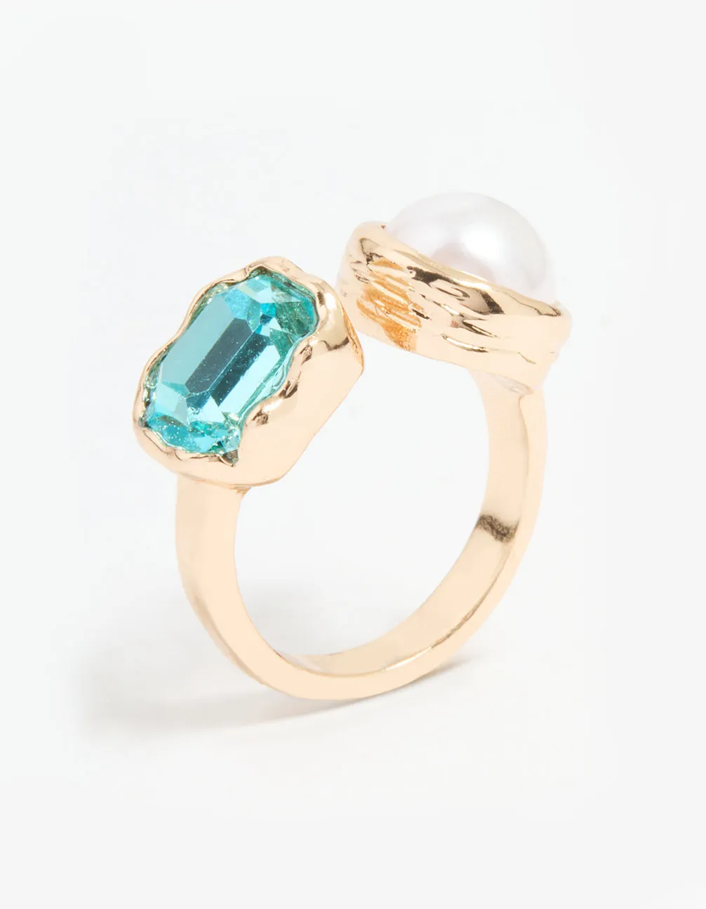 Gold Pearl & Blue Gem Statement Ring sold by lovisa product image thumbnail 2
