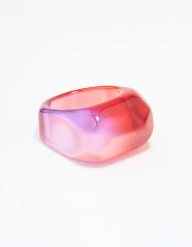 Pink & Purple Marbled Chunky Ring sold by lovisa