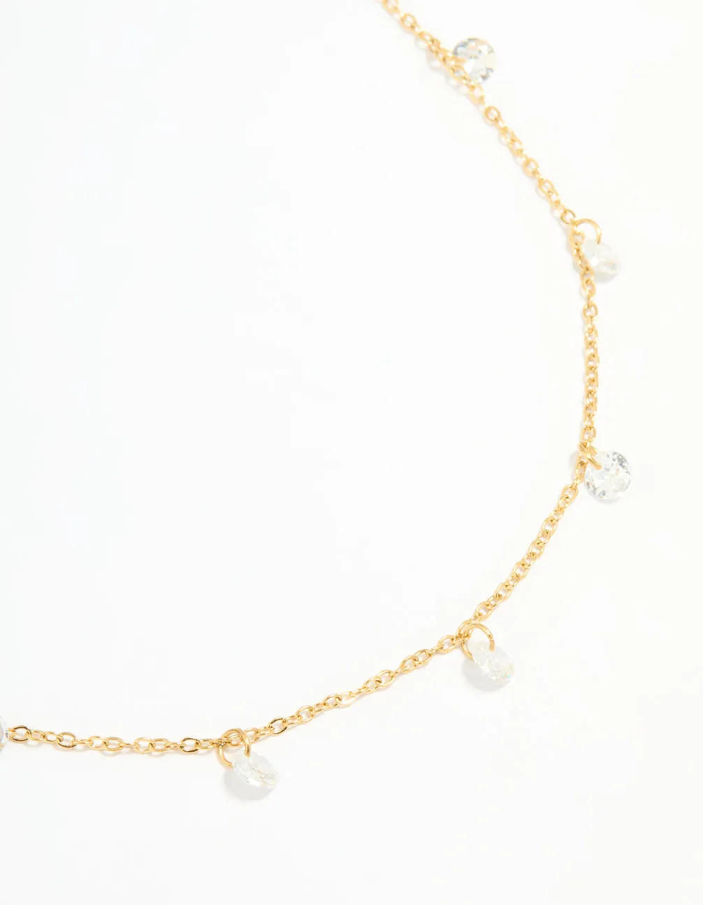 Waterproof Gold Plated Stainless Steel Cubic Zirconia Floating Charm Necklace sold by lovisa