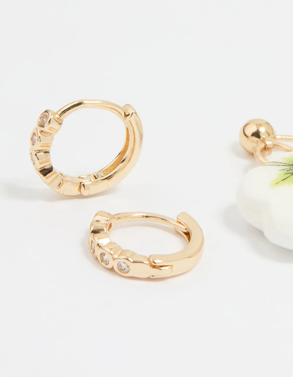 Gold Flower & Heart Locket Earrings 3-Pack sold by lovisa product image thumbnail 2
