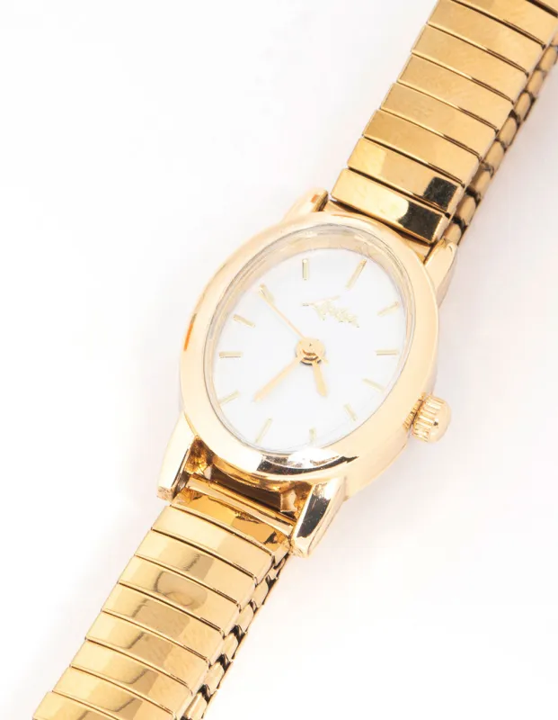 Gold Mini Oval Stretch Watch sold by lovisa