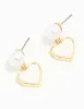 Gold Plated Pearl Catseye Heart Drop Earrings sold by lovisa