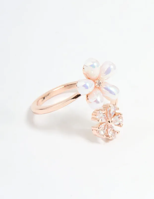 Rose Gold Cubic Zirconia Bubble Flower Wrap Ring sold by lovisa