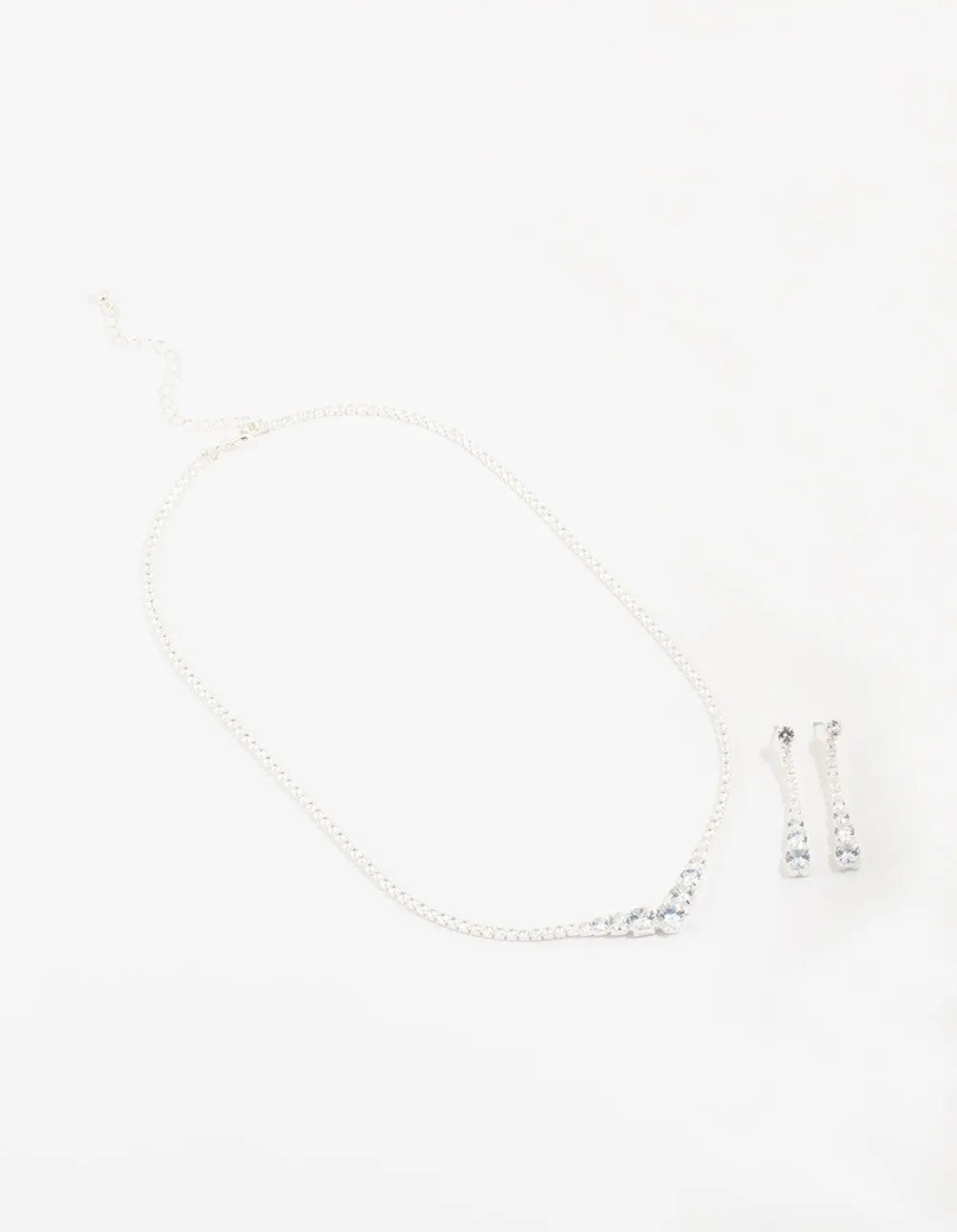 Silver Cubic Zirconia Pointed Earrings & Necklace Set sold by lovisa product image thumbnail 2