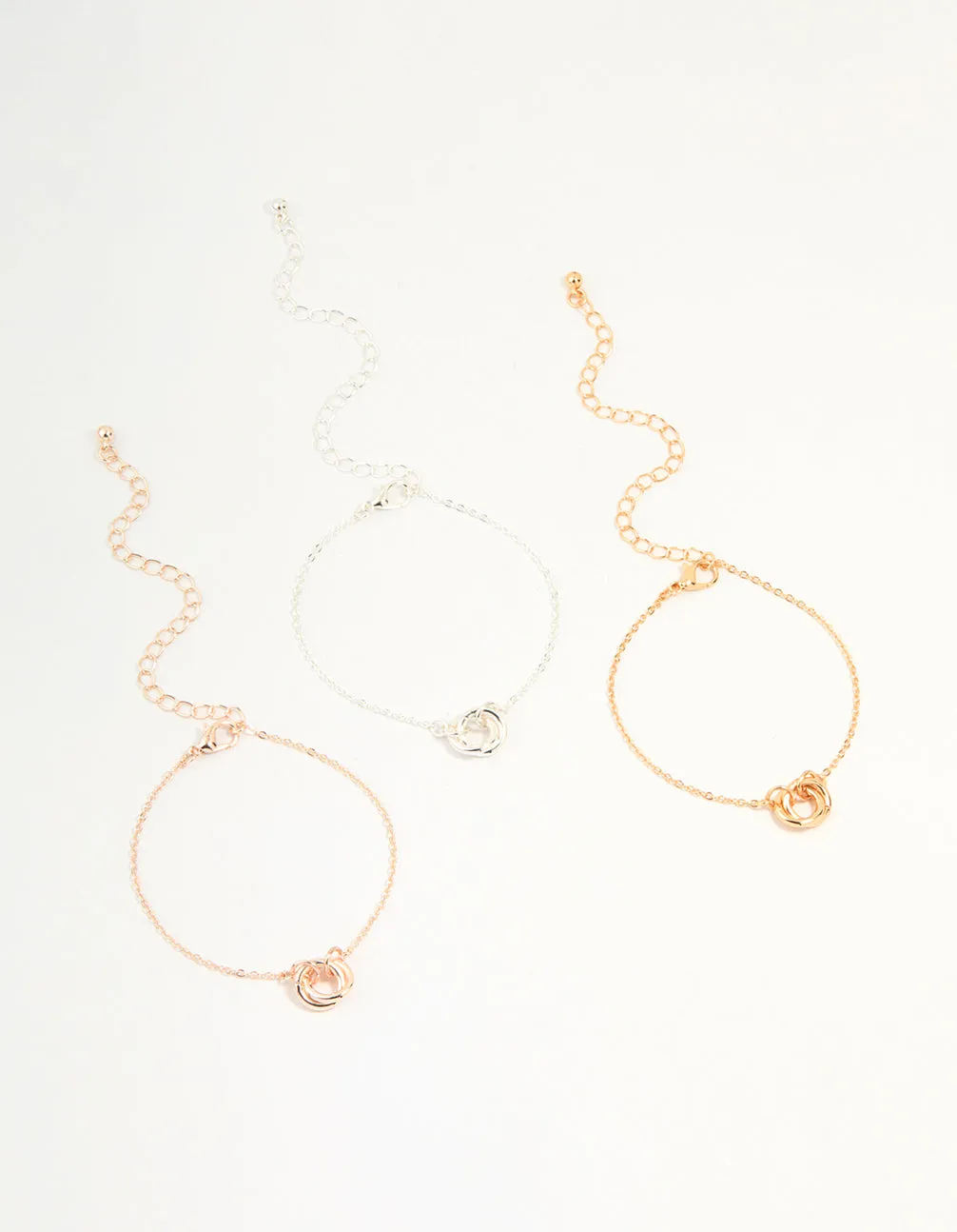 Mixed Metals Diamante Linked Circle Bracelets 3-Pack sold by lovisa