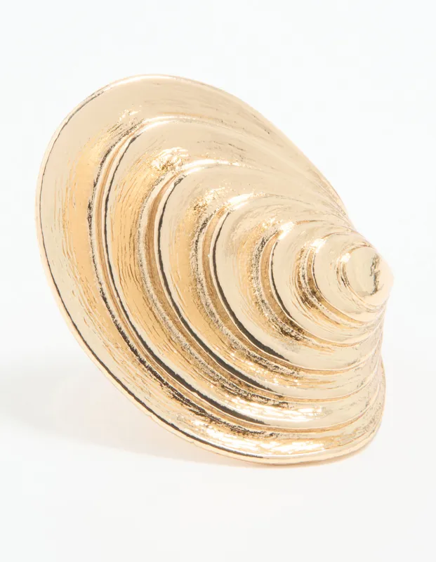 Gold Statement Oval Wave Ring sold by lovisa