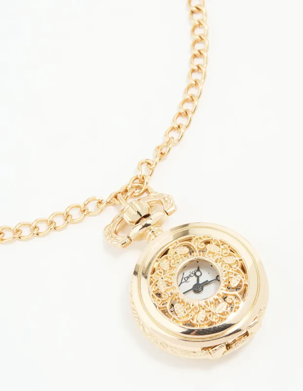 Gold Vintage Pocket Watch Necklace sold by lovisa