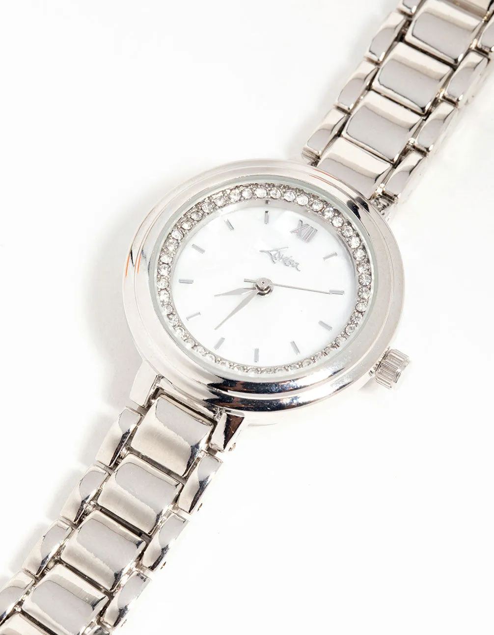Silver Diamante Round Watch sold by lovisa