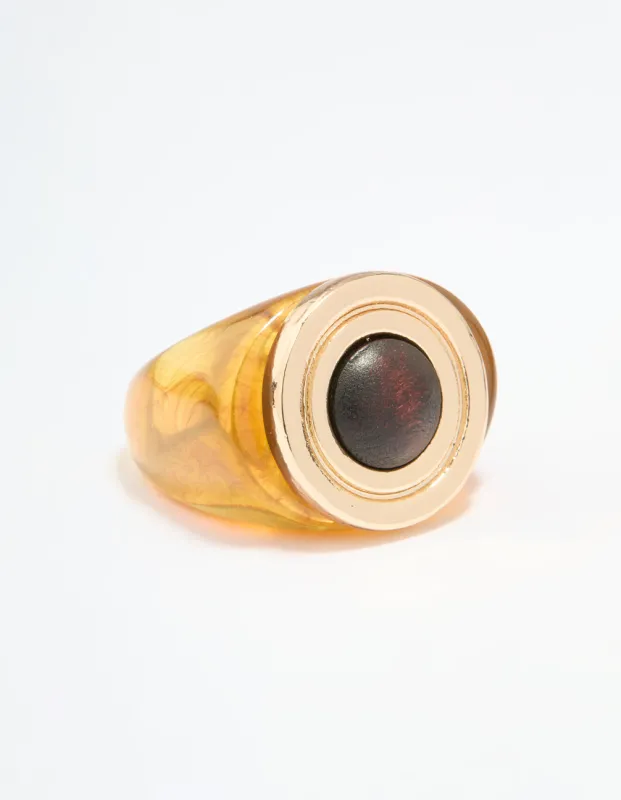 Gold Brown Stone Statement Ring sold by lovisa
