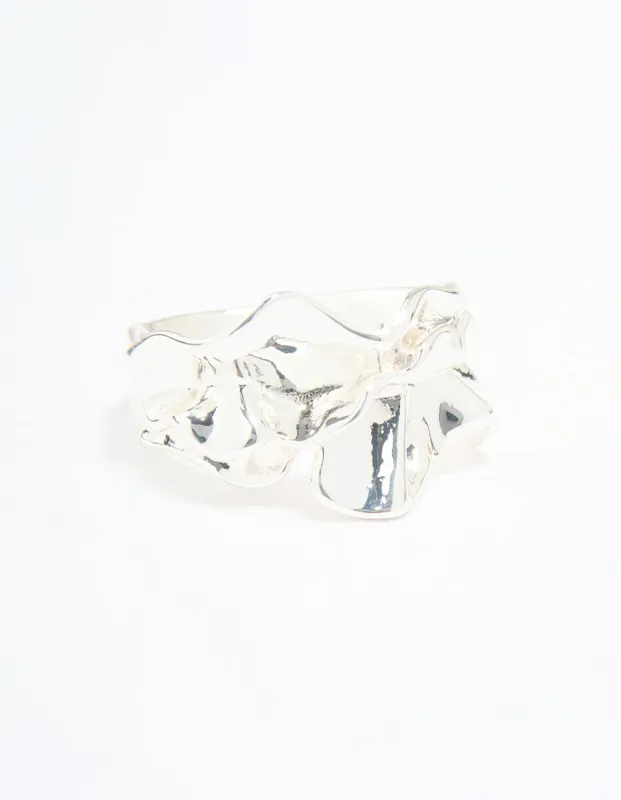 Silver Plated Molten Band Ring sold by lovisa