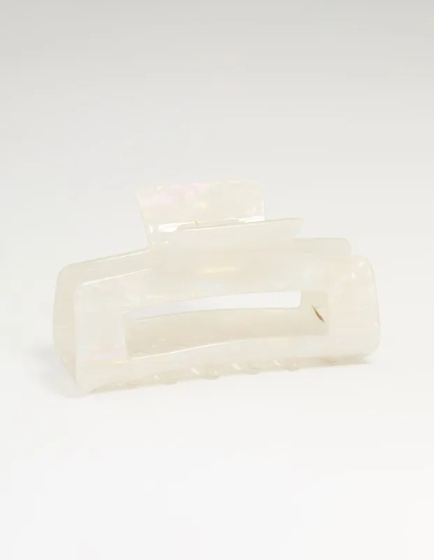 White Acrylic Rectangle Claw Clip sold by lovisa