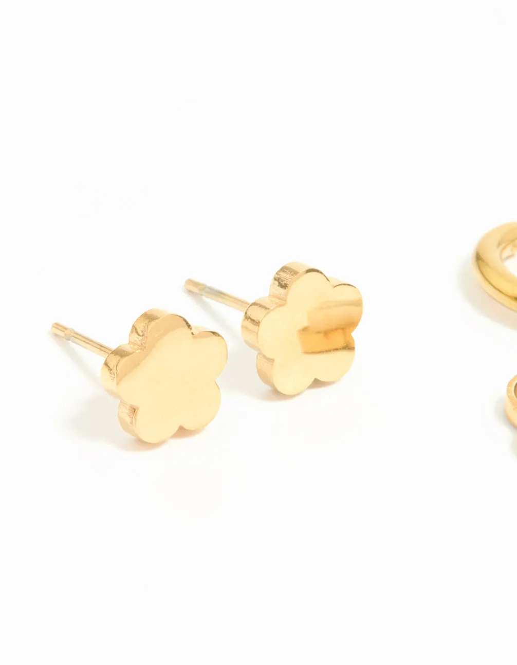 Waterproof Gold Plated Stainless Steel Freshwater Pearl Flower Earrings 2-Pack sold by lovisa product image thumbnail 2