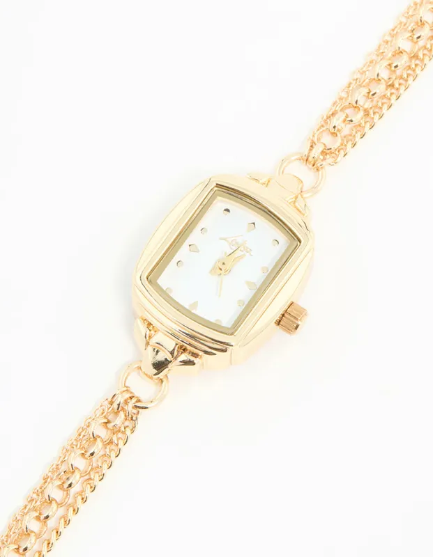 Gold Rectangle Chain Watch Bracelet sold by lovisa