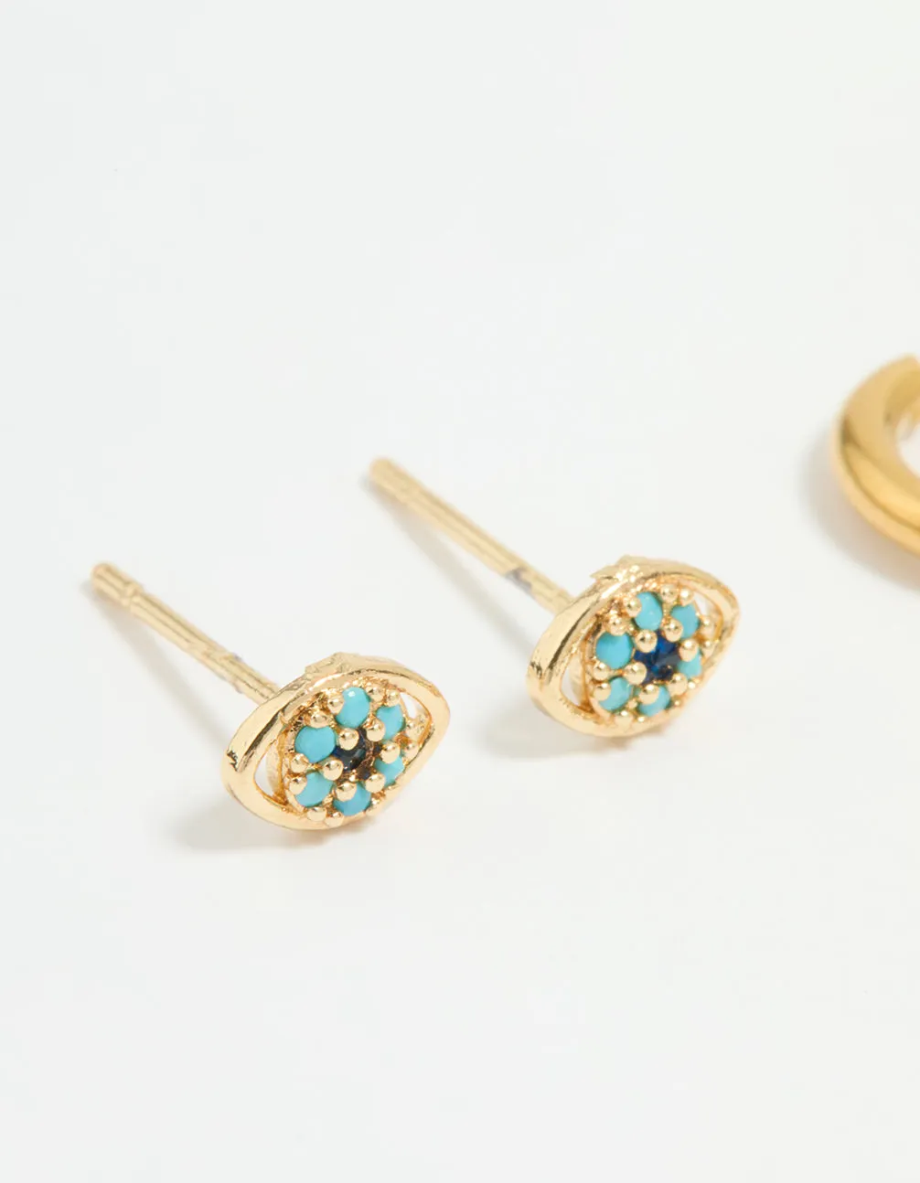 Waterproof Gold Plated Stainless Steel Double Evil Eye Earrings 2-Pack sold by lovisa product image thumbnail 2