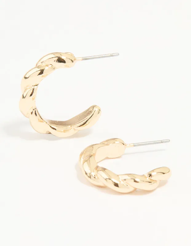 Gold Twisted Hoop Earrings sold by lovisa