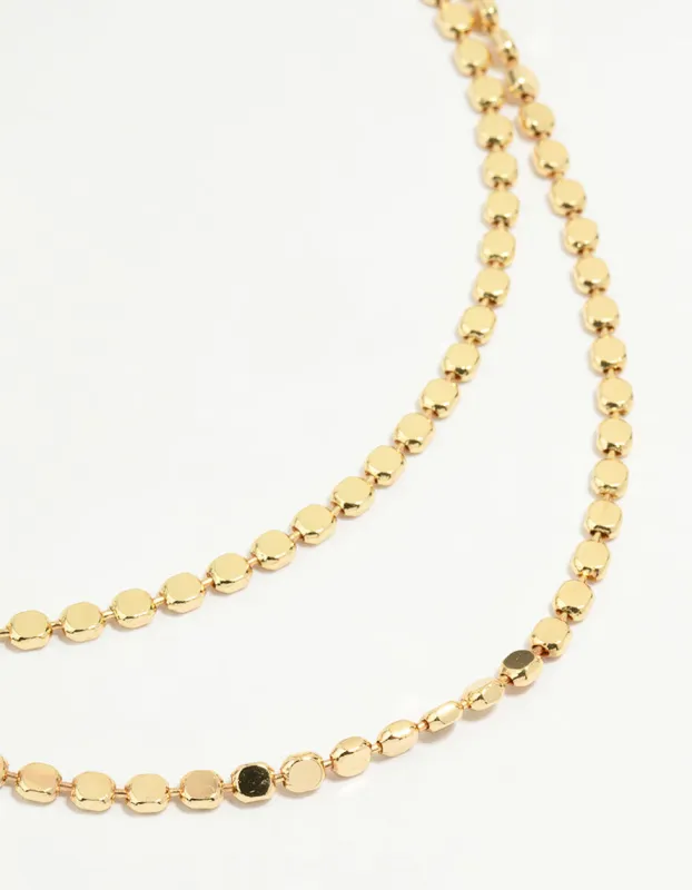 Gold Plated Disc Chain Layered Necklace sold by lovisa