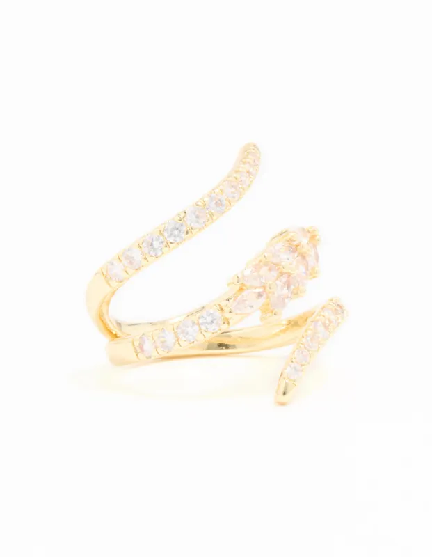 Gold Plated Cubic Zirconia Open Wrap Ring sold by lovisa