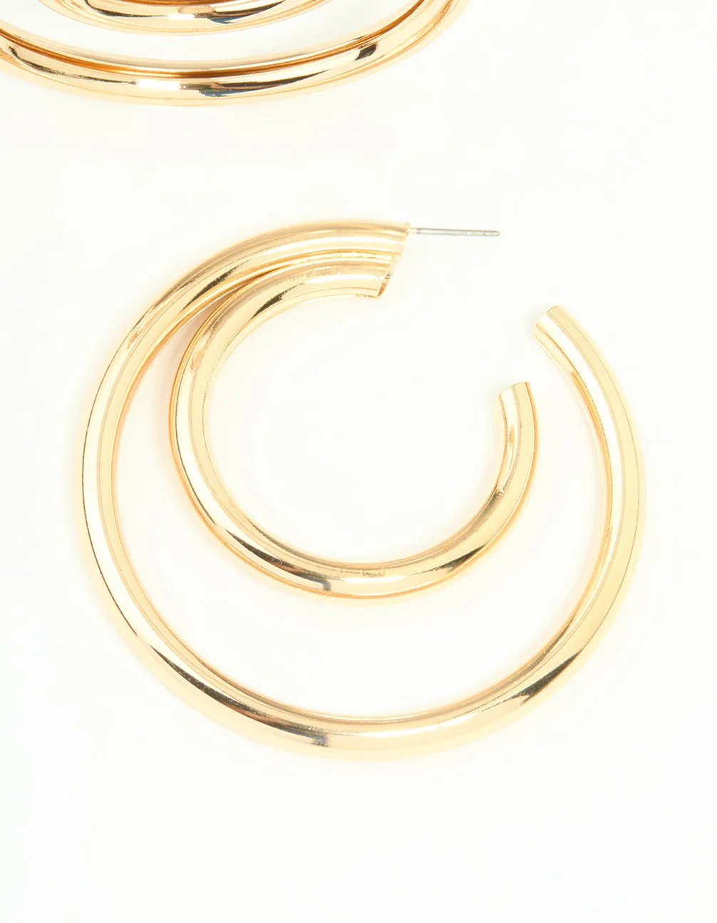 Gold Double Inner Hoop Earrings sold by lovisa product image thumbnail 3