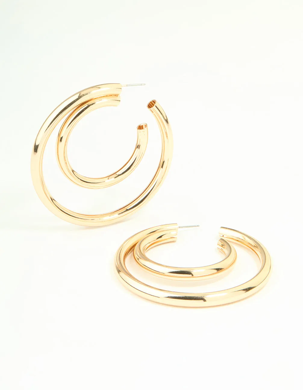 Gold Double Inner Hoop Earrings sold by lovisa