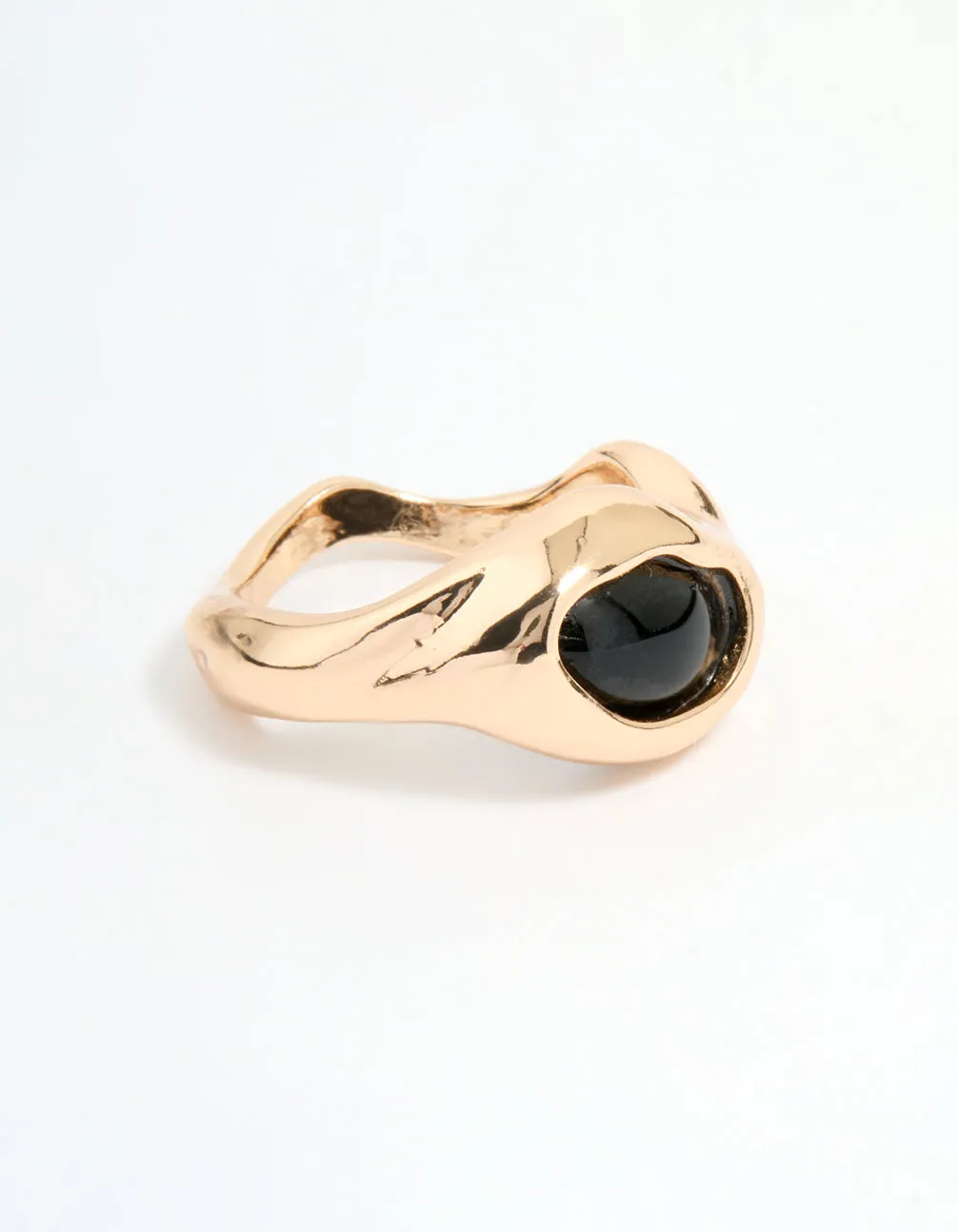 Gold Black Stone Circle Ring sold by lovisa