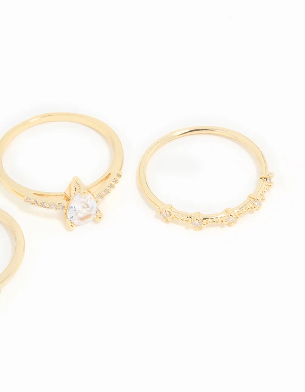 Gold Plated Cubic Zirconia Elegant Pear Stacking Rings 3-Pack sold by lovisa product image thumbnail 3