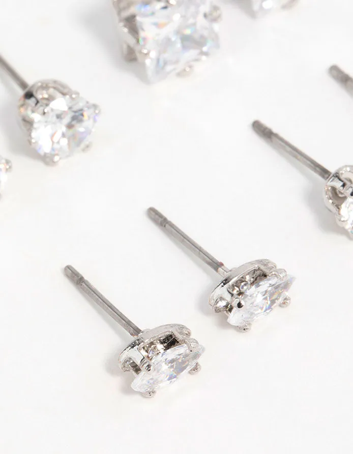 Silver Classic Cubic Zirconia Cross Stud Earrings 6-Pack sold by lovisa product image thumbnail 2