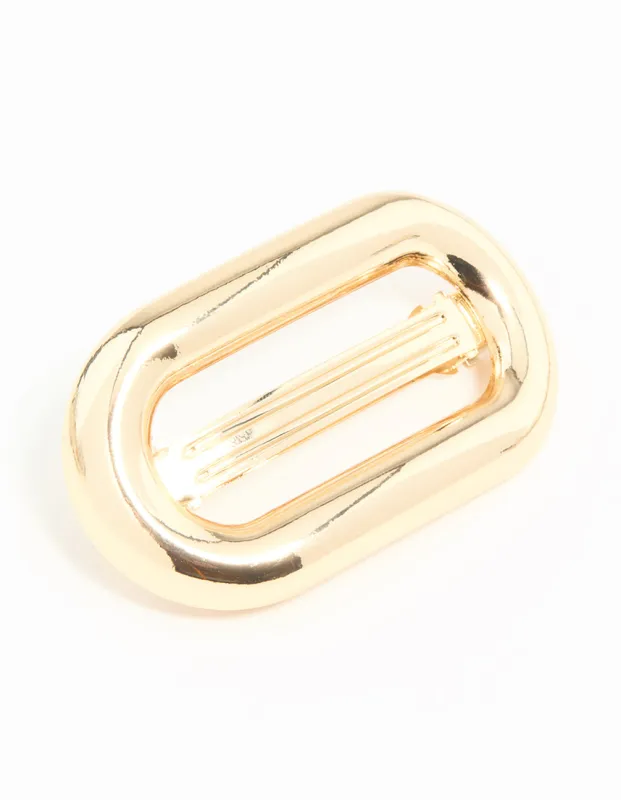 Gold Oval Hair Clip sold by lovisa