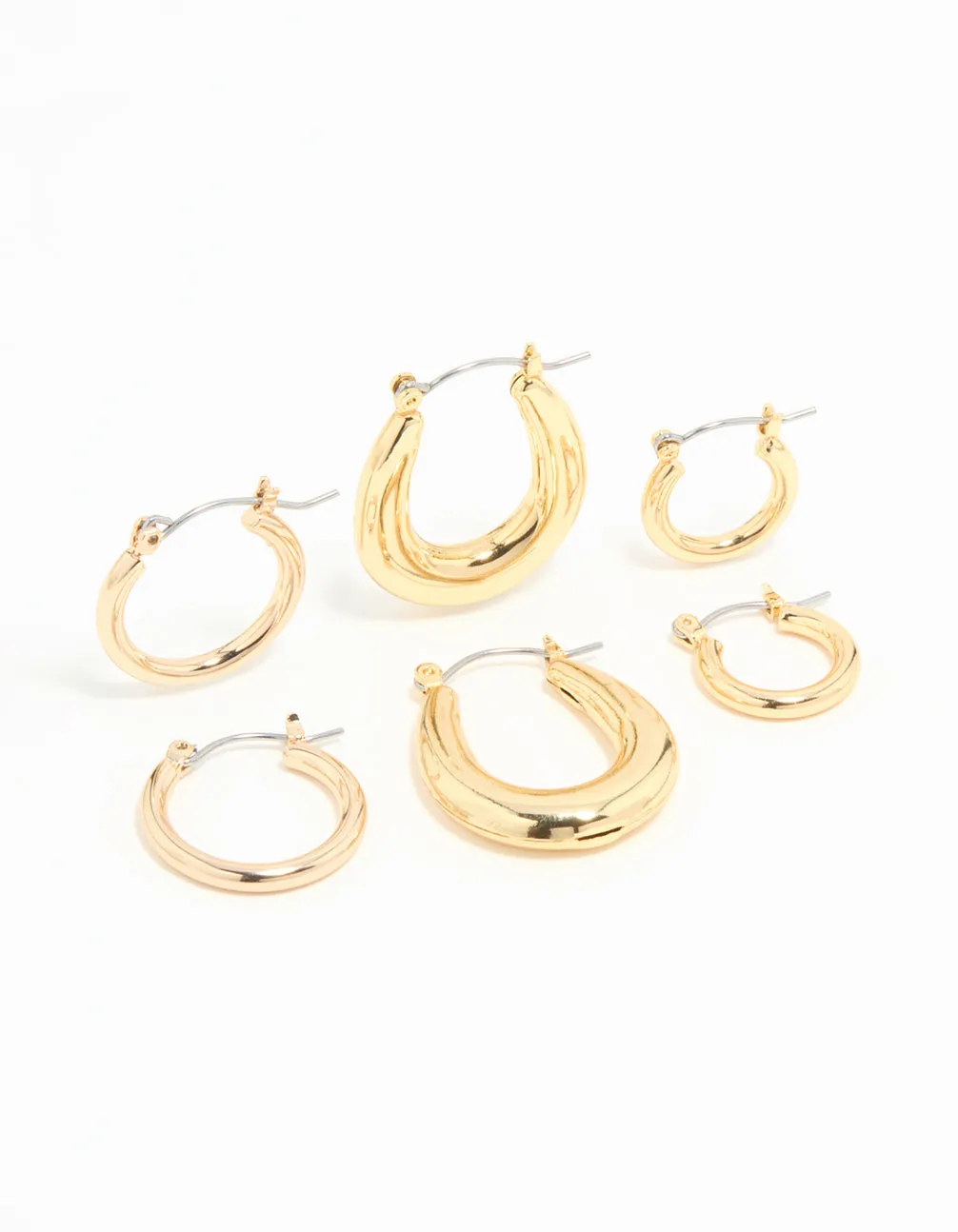 Gold Plated Oval Hoops 3-Pack sold by lovisa