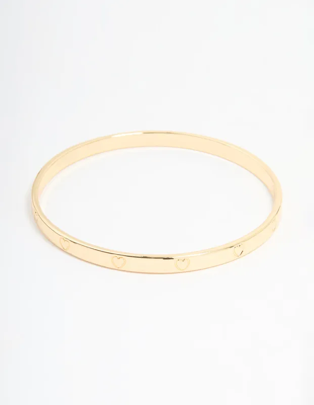 Gold Plated Brass Heart Bangle sold by lovisa
