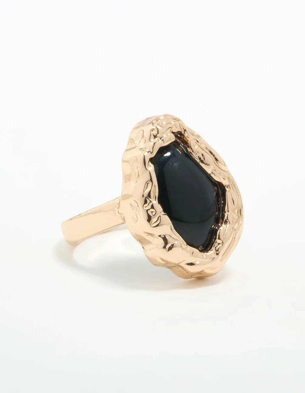 Gold Black Stone Molten Oval Ring sold by lovisa