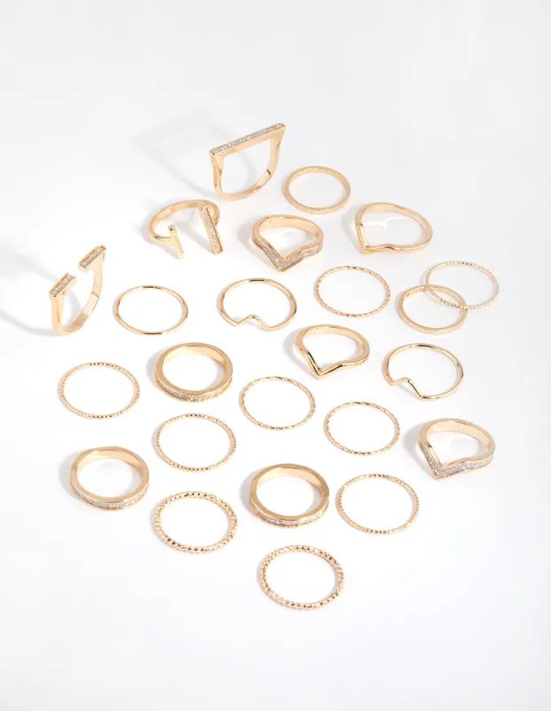 Gold Glitter Geometric Ring 24-Pack sold by lovisa