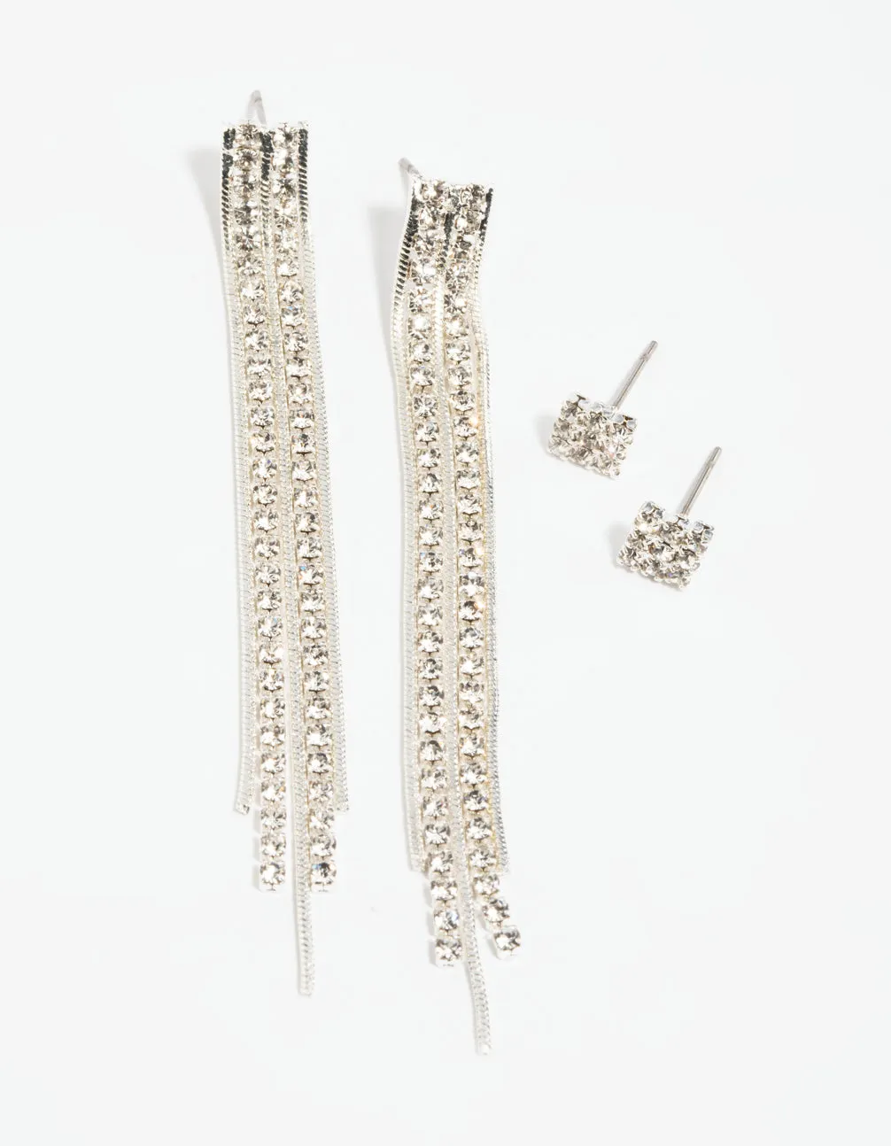 Silver Diamante Stud Earring Set sold by lovisa