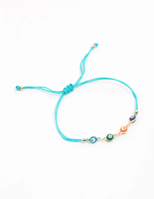 Gold Multi Evil Eye Chain Bracelet sold by lovisa