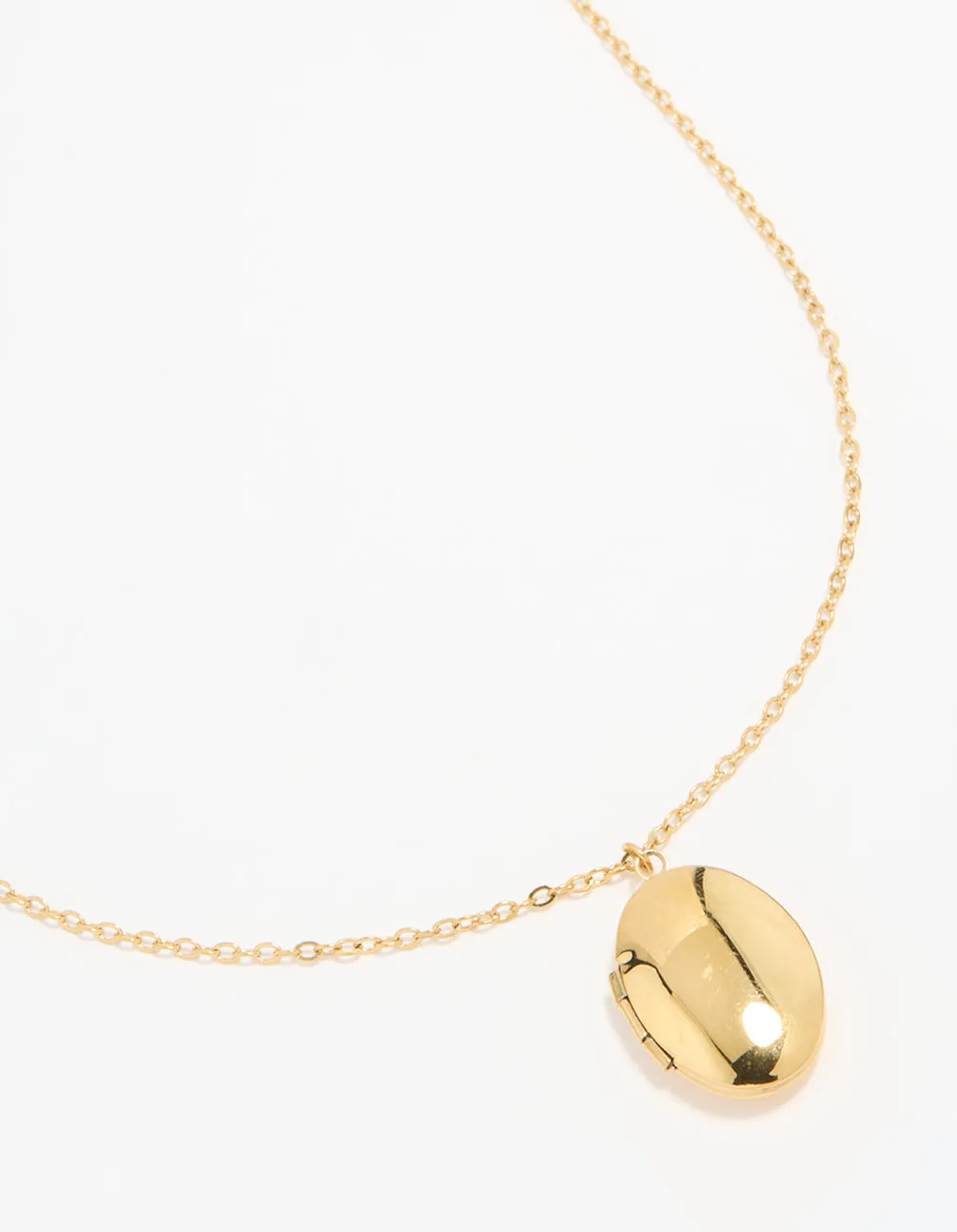 Waterproof Gold Plated Stainless Steel Oval Locket Short Necklace sold by lovisa