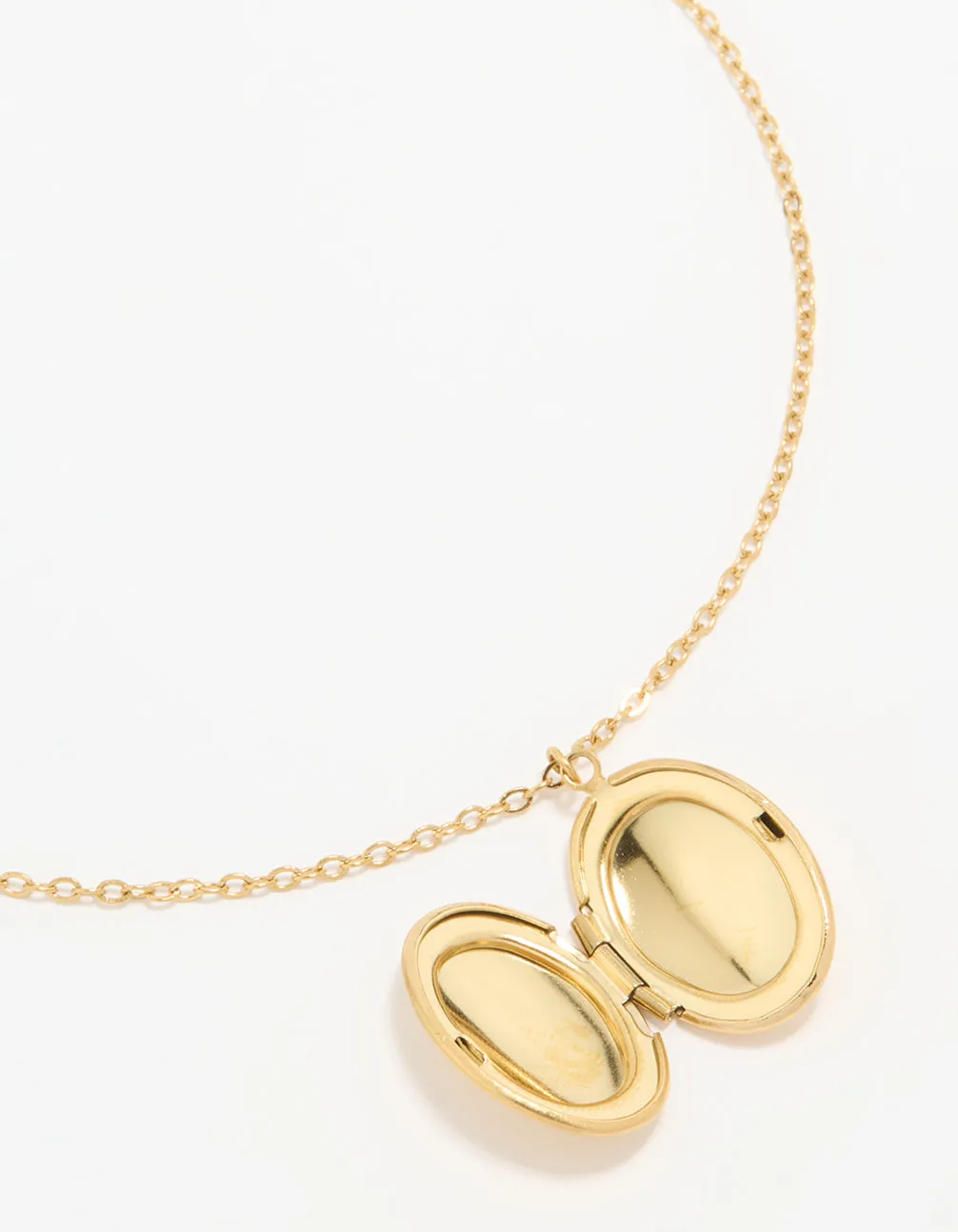 Waterproof Gold Plated Stainless Steel Oval Locket Short Necklace sold by lovisa product image thumbnail 3