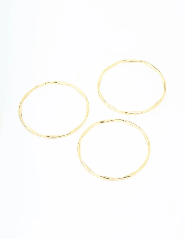 Gold Plated Twist Bangles 3-Pack sold by lovisa