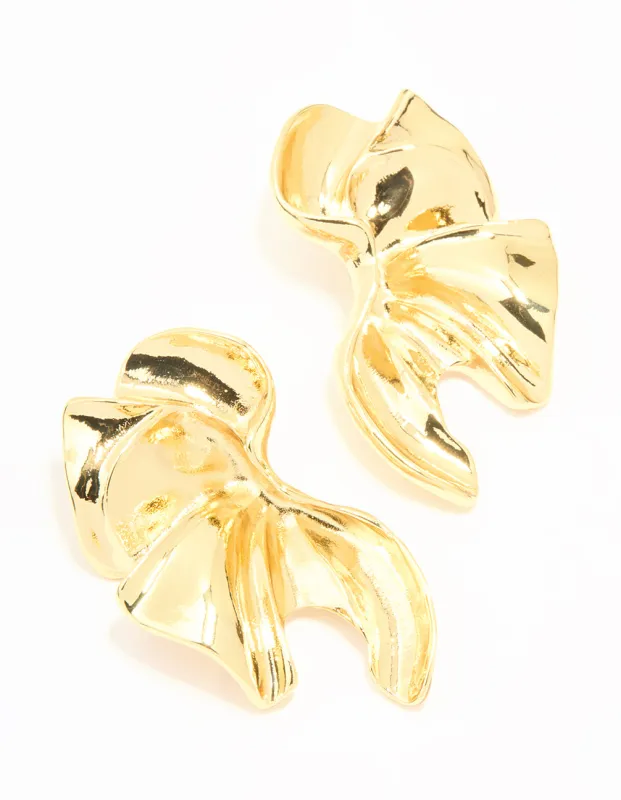 Gold Plated Textured Flower Fan Earrings sold by lovisa