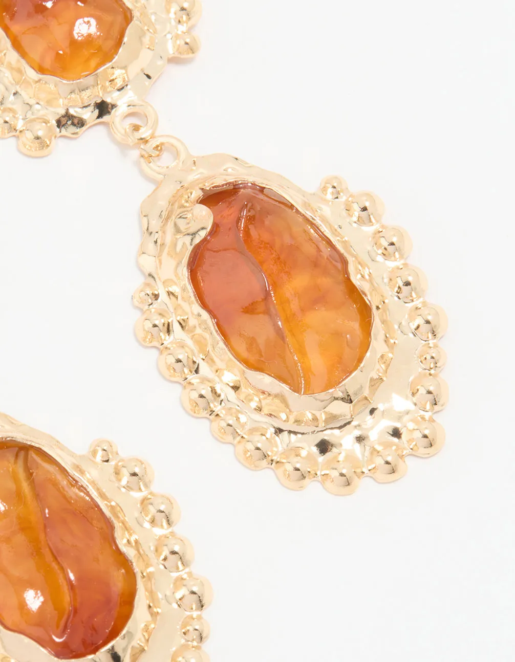 Gold Orange Stone Molten Trio Drop Earrings sold by lovisa product image thumbnail 3