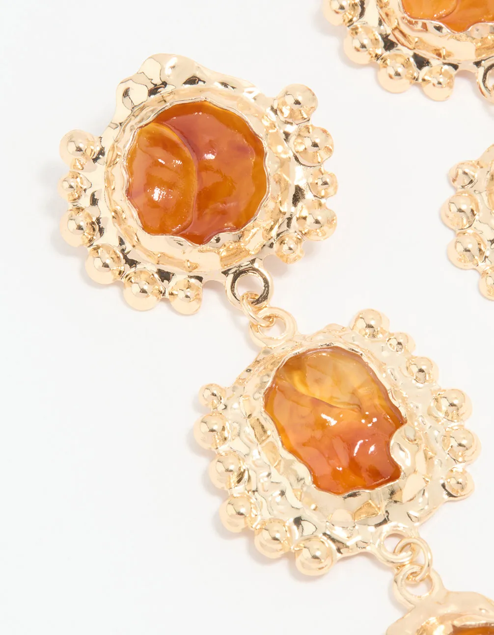 Gold Orange Stone Molten Trio Drop Earrings sold by lovisa product image thumbnail 2