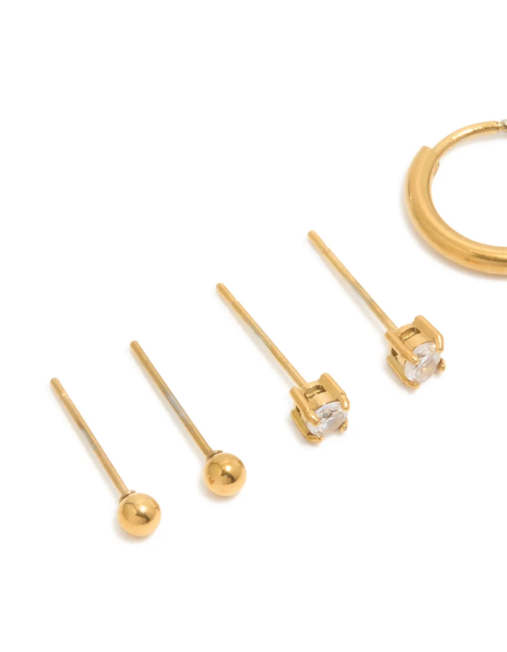 Waterproof Gold Plated Stainless Steel Cubic Zirconia Cross Stacker Earrings 4-Pack sold by lovisa product image thumbnail 2