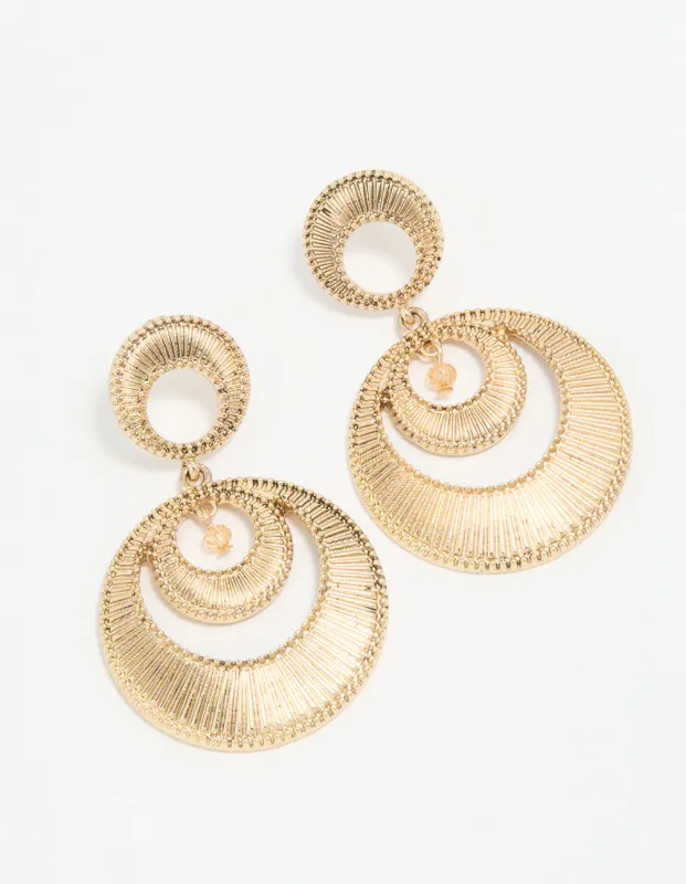 Antique Gold Round Double Drop Earrings sold by lovisa