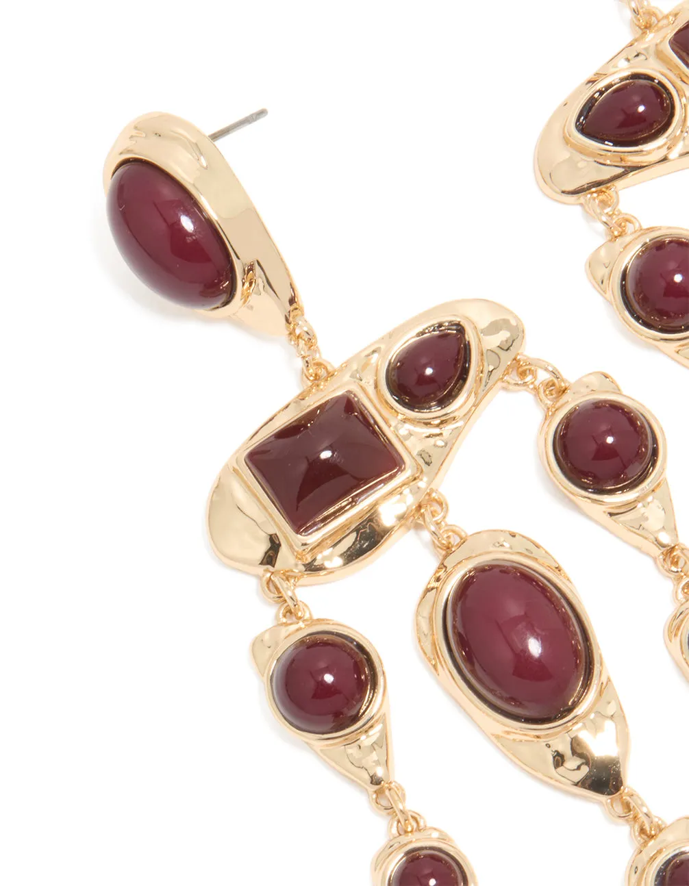 Gold Red Stone Mixed Shape Drop Earrings sold by lovisa product image thumbnail 2